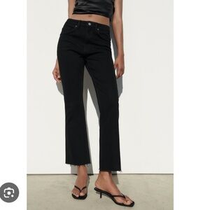 Zara mini flare crop black jeans